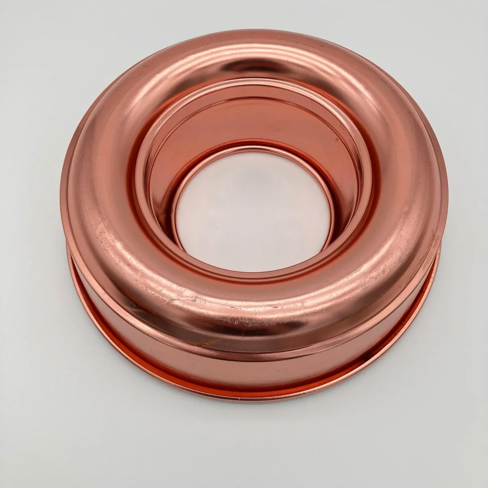 Bundt Cake Pan 8.5in Copper Tone Fluted Ring Mold Vintage Style